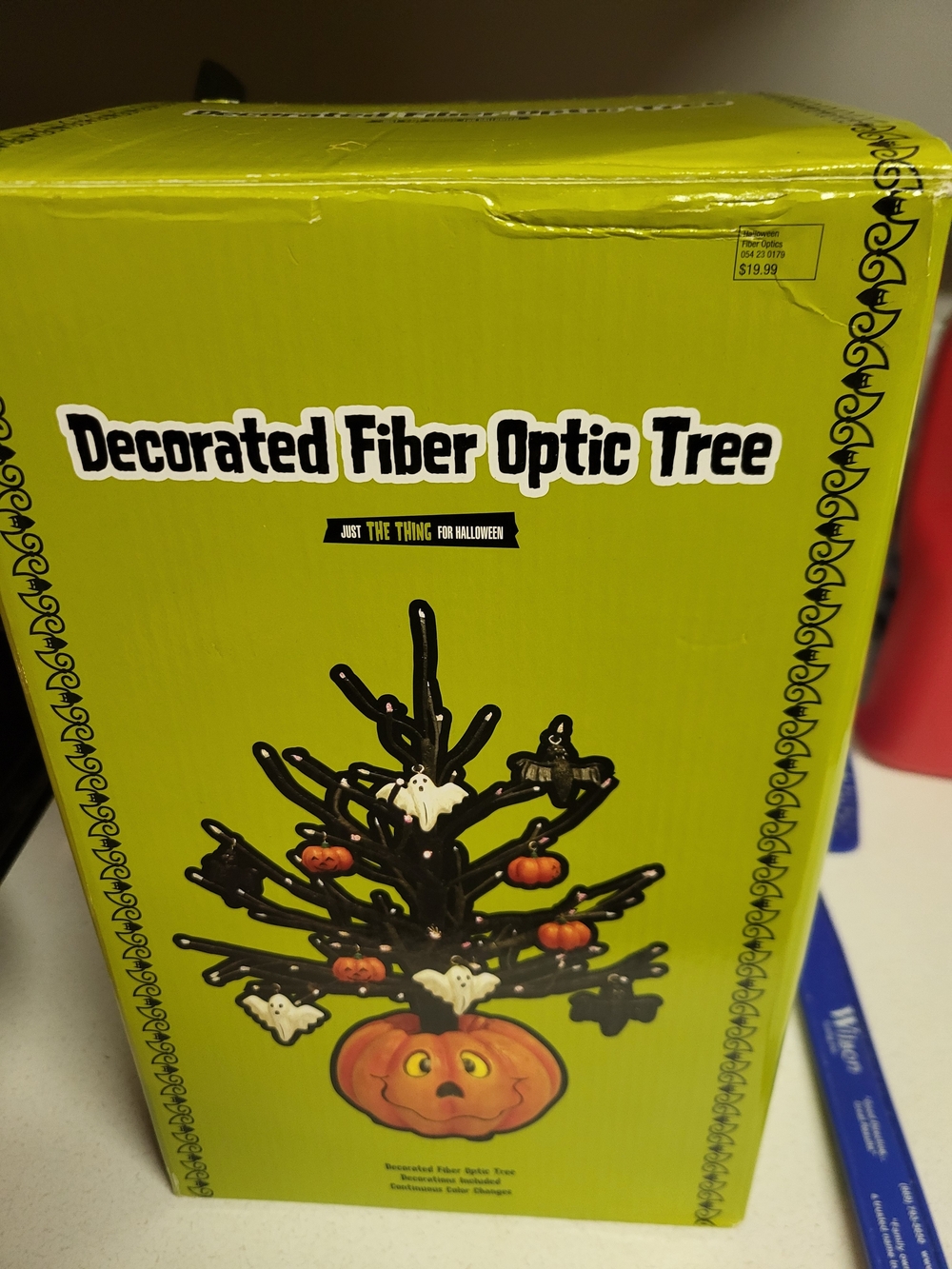 Vtg 2004 Halloween Fiber Optic Tree Pumpkin 18” Color Change NEW in Box Target
